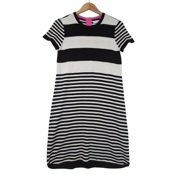 Eliza J Dress Womens 4 Petite Black White Knit Short Sleeve‎ Sheath Preppy - Picture 3 of 13